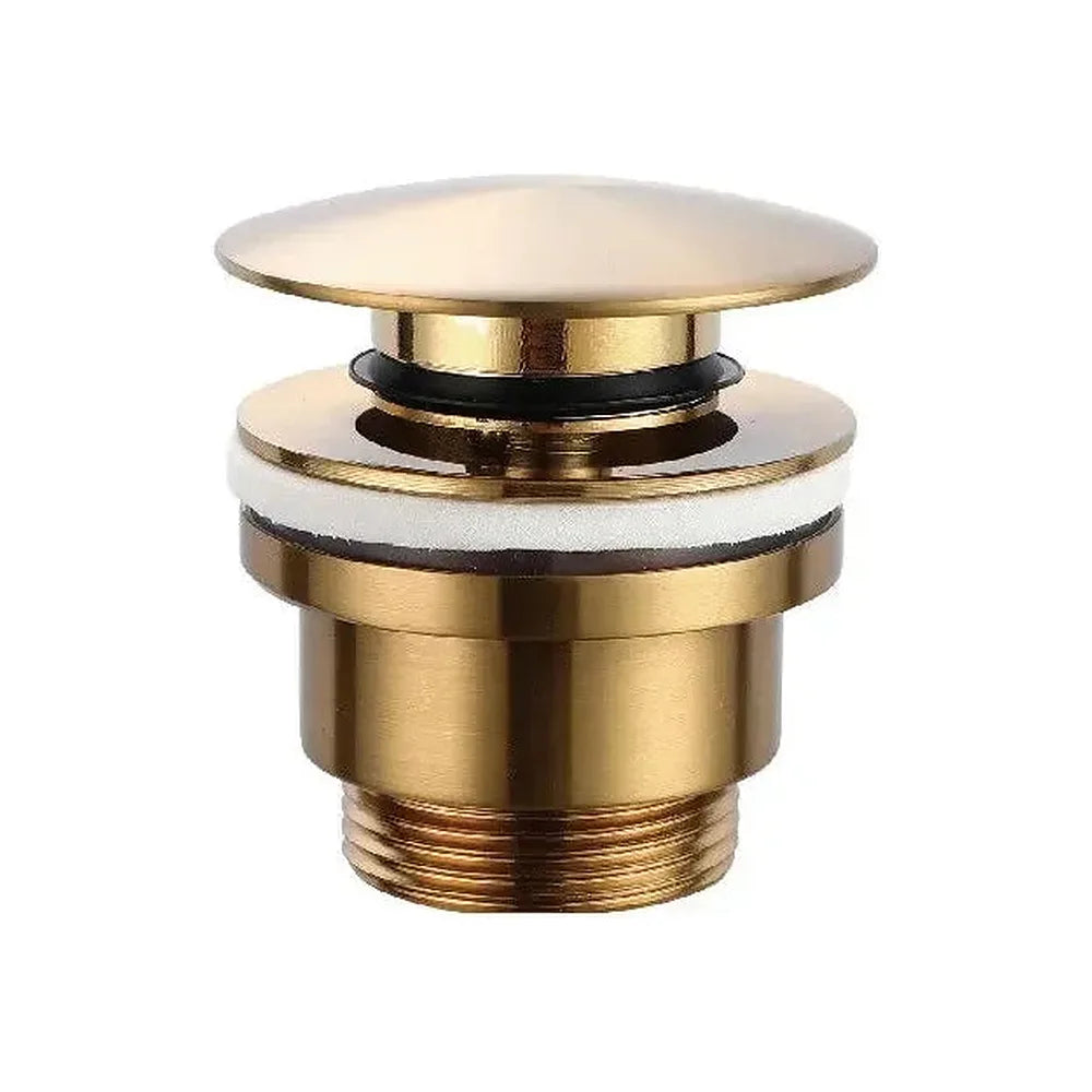 Válvula de desagüe click-clack para lavabos o bidé de latón y zamak con acabado oro cepillado de Imex Imex