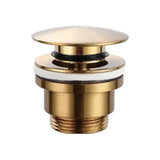 Válvula de desagüe click-clack para lavabos o bidé de latón y zamak con acabado oro cepillado de Imex