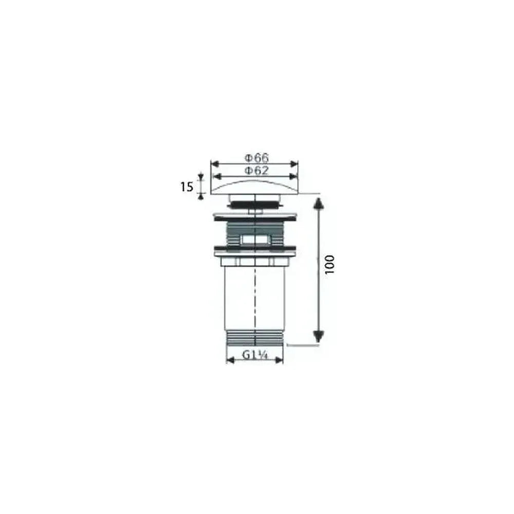 Vista principal de Válvula de desagüe para lavabos de sobremesa fabricada en latón cromado click-clack de Imex