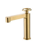 Grifo monomando para lavabo fabricado en latón con acabado oro cepillado Olimpo de Imex