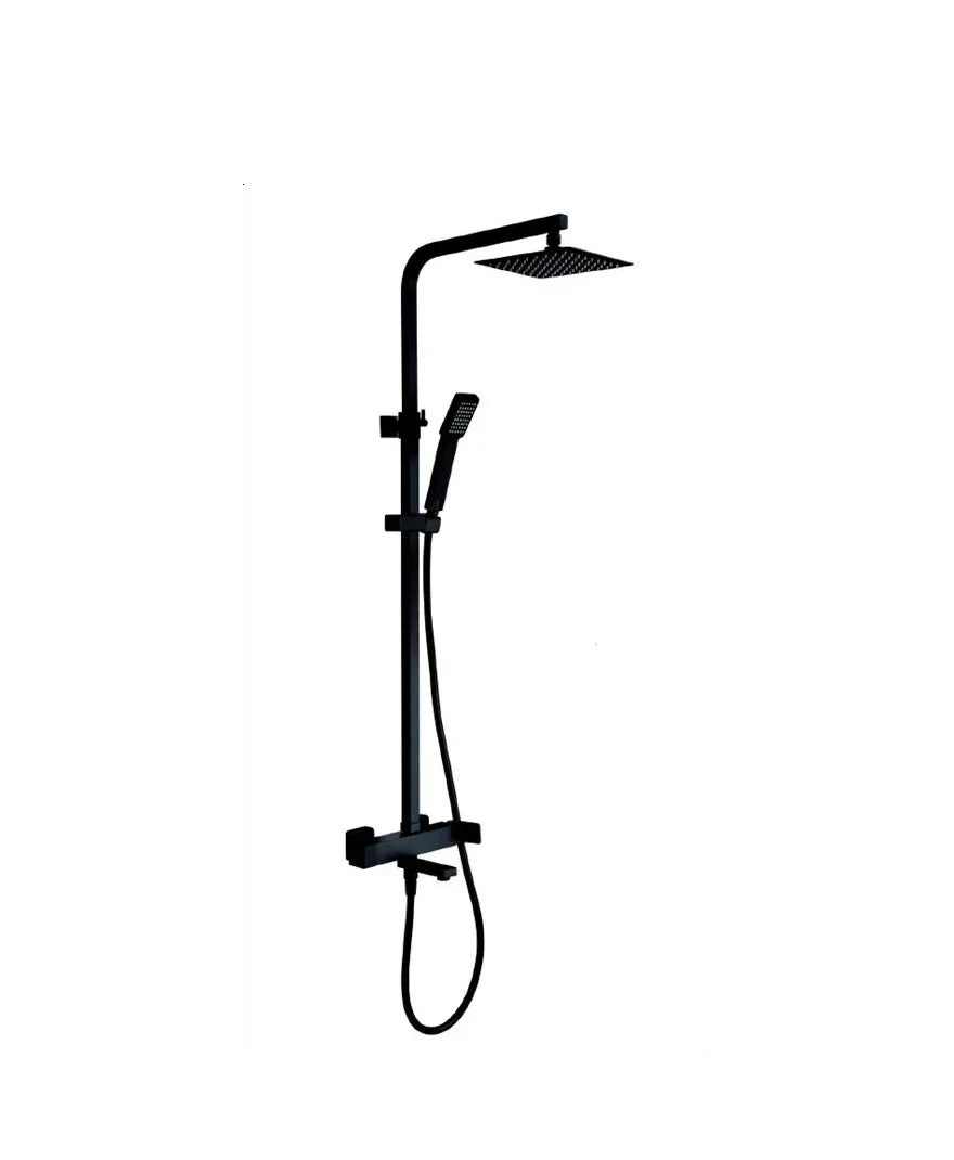 IMEX FIYI  BDF016-B/NG columna de bañera o ducha con rociador cuadrado y acabado en color negro fiyi