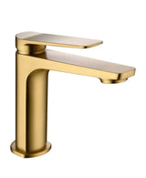 Grifo monomando sobre repisa para lavabo de latón con acabado oro cepillado Napoles de Imex