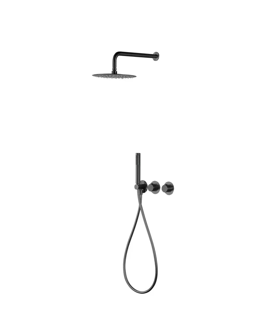 IMEX ASSEN GTA052/BGM set de douche thermostatique encastrable avec pomme de douche murale ou de plafond noir métallisé assen