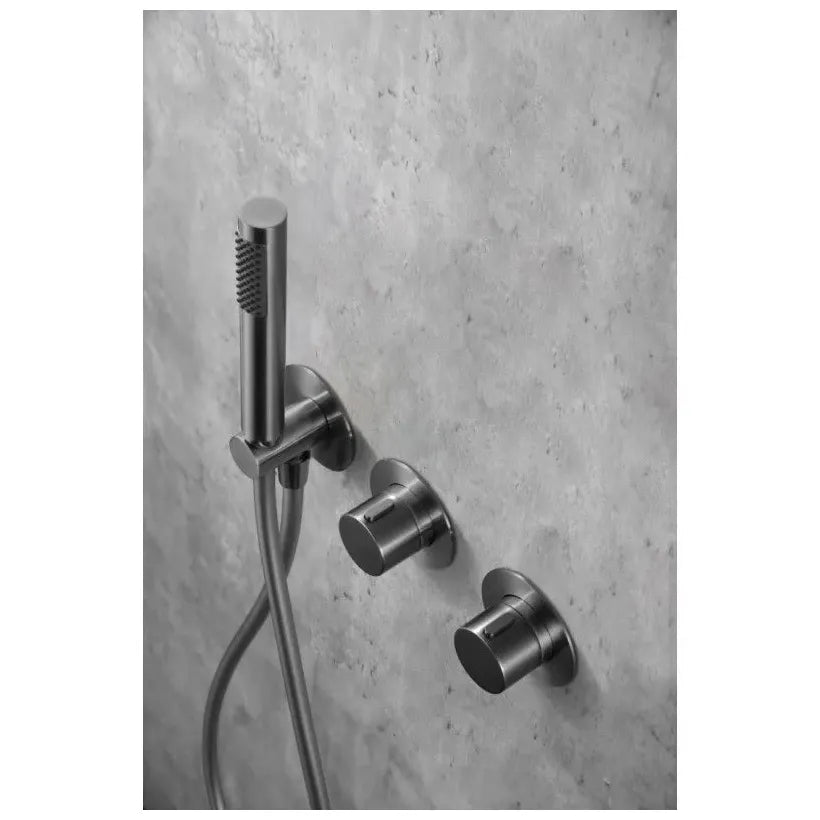 IMEX ASSEN GTA052/BGM set de douche thermostatique encastrable avec pomme de douche murale ou de plafond noir métallisé assen