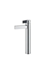 Grifo monomando alto para lavabo con cierre cerámico de acabado cromado y negro Elba de Imex