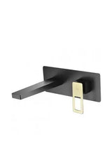 Grifo de lavabo monomando empotrado a pared de acabado negro mate y oro Suecia de Imex