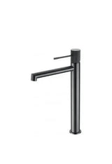 Grifo monomando para lavabo con un diseño de caño alto en color Black Gun Metal Line de Imex