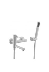 Grifo monomando de pared para bañera fabricada en latón de acabado blanco mate Milos de Imex