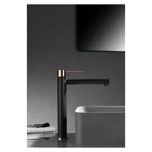 imex_milos_grifo_monomando_para_lavabo_de_caño_alto_fabricado_en_latón_de_acabado_negro_mate_y_oro_rosa_stick_1