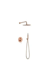 Conjunto de ducha monomando empotrado de 2 vías con acabado oro rosa cepillado Line de Imex