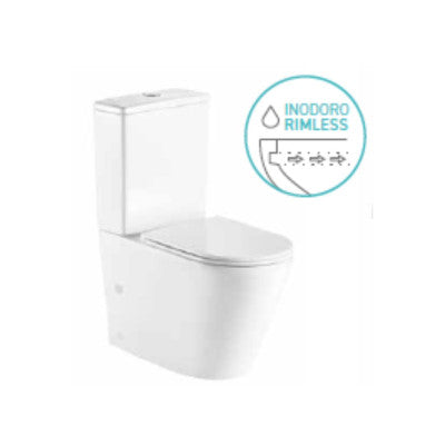 Inodoro compacto Turín Aquore blanco - vista lateral con cisterna