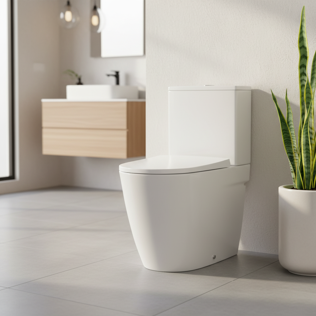 Toilette à réservoir bas avec sortie double et design encastré mur en finition blanche Ona Rimless de Roca