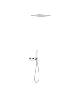 Juego de grifo termostático de dos vías con volantes cuadrados y ducha acabado cromo B-SYSTEM TRES