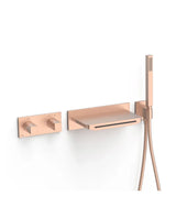 Juego de grifo termostático para bañera y ducha con dos vías empotrado latón oro rosa mate B-SYSTEM TRES