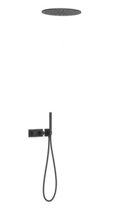 Juego de grifo termostático para ducha con volantes redondos acabado negro mate B-SYSTEM TRES