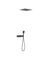 Juego de rociador de ducha con teleducha y grifo termostático con volante acabado negro mate B-SYSTEM TRES