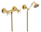 Kit de ducha con grifo bimando estilo vintage con acabado dorado Clasic TRES