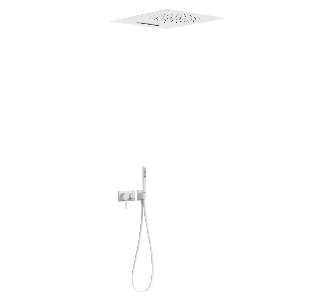 Kit de ducha con grifo monomando de tres vías fabricado en latón con acabado blanco TRES 0