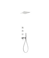 Kit de ducha con grifo monomando para empotrar en acero inoxidable con acabado cromado de tres vías TRES
