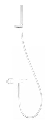 Kit de ducha con grifo monomando y soporte mural en latón con acabado blanco mate Slim TRES