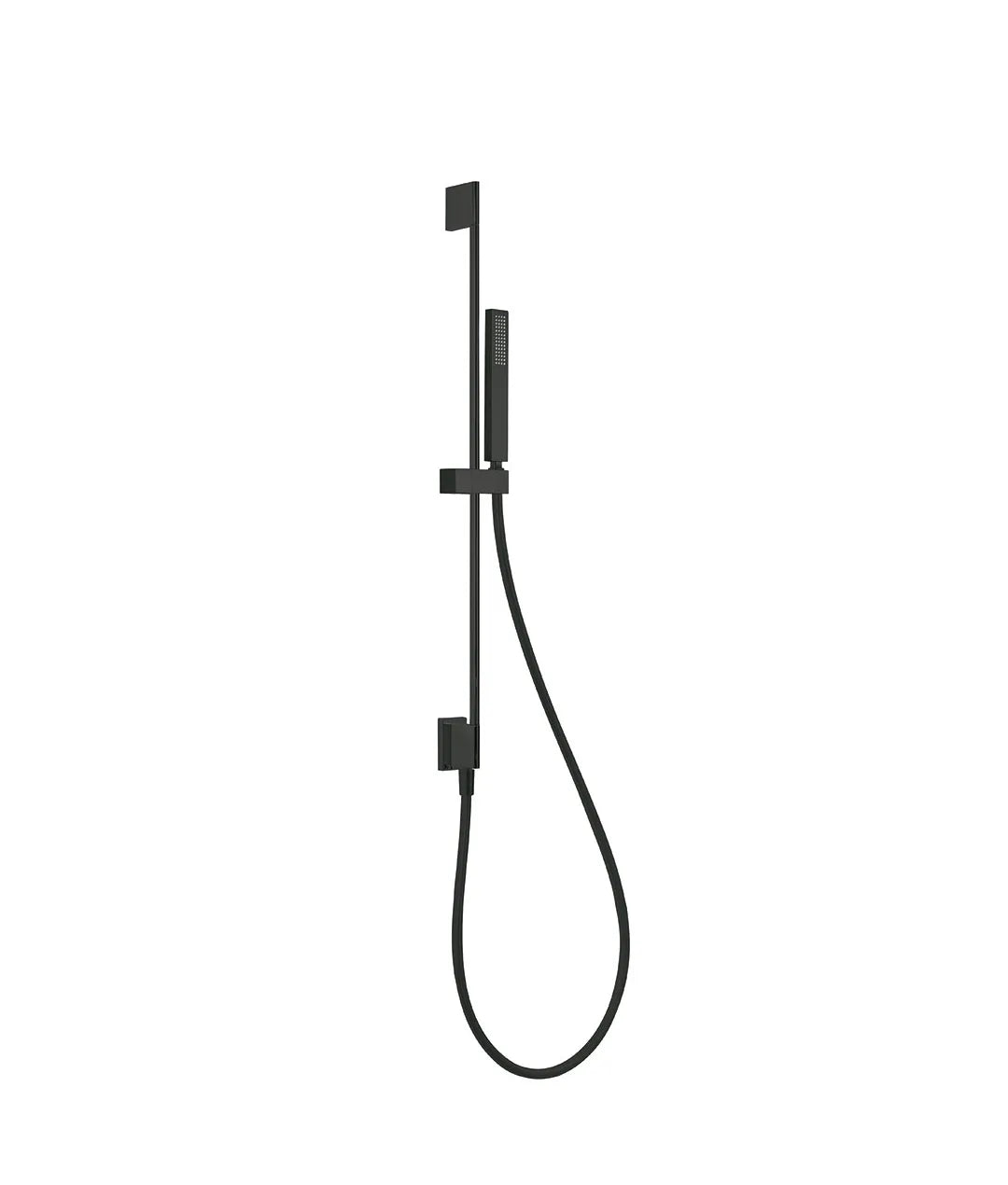 Kit de ducha de mano y barra deslizante en vertical fabricadas de latón con acabado negro mate TRES 0