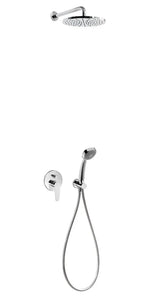 Kit de ducha para empotrar con grifo monomando de latón con acabado cromado Flat Tres