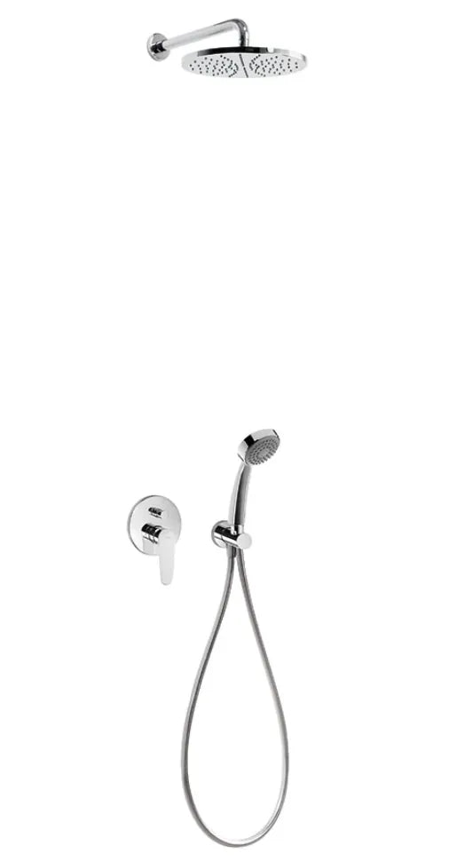 Kit de ducha para empotrar con grifo monomando de latón con acabado cromado Flat Tres 0