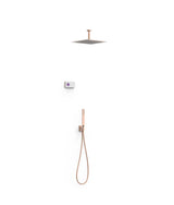 Kit de grifo electrónico termostático con rociador cuadrado acabado oro rosa mate SHOWER TECHNOLOGY TRES