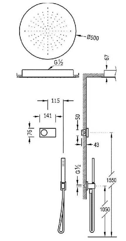 Kit de grifo empotrable con panel termostático y electrónico en cromado Shower Technology Blue Edition Tres 2