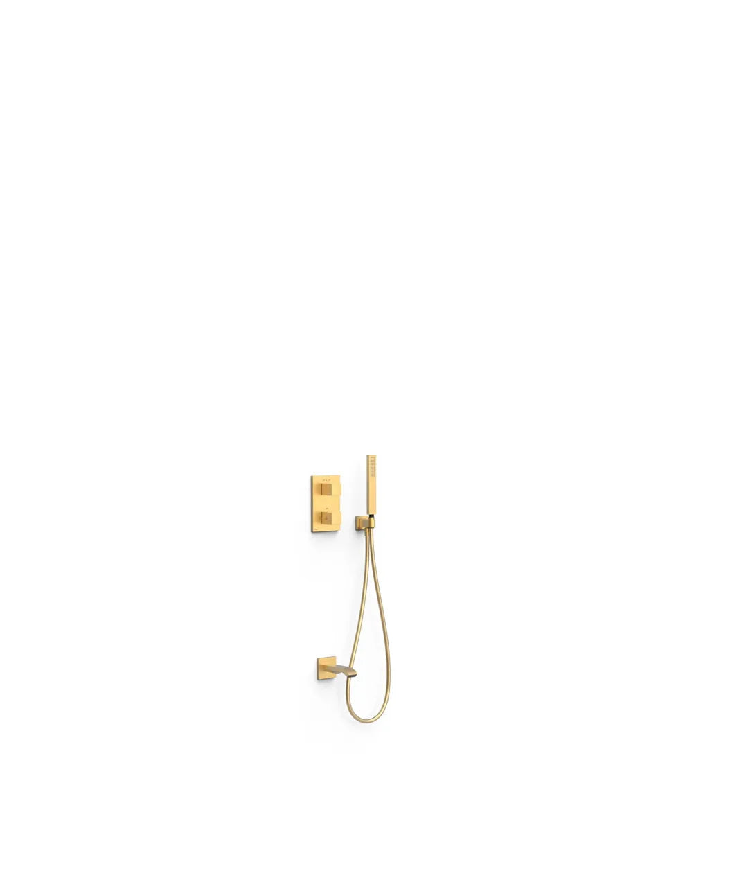 Kit de grifo termostático con ducha de mano y caño de pared en color oro mate Therm-Box TRES 0