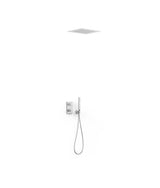 Kit de grifo termostático de dos vías con ducha de mano y rociador empotrado acabado cromado Therm-box TRES