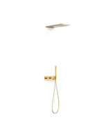 Kit de grifo termostático de dos vías con volante rectangular y acabado dorado SLIM EXCLUSIVE TRES