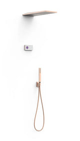 Kit de grifo termostático de dos vías en latón y acero inox con acabado oro rosa mate SHOWER TECHNOLOGY TRES