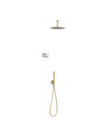 Kit de grifo termostático electrónico con ducha redonda de acabado oro mate SHOWER TECHNOLOGY TRES