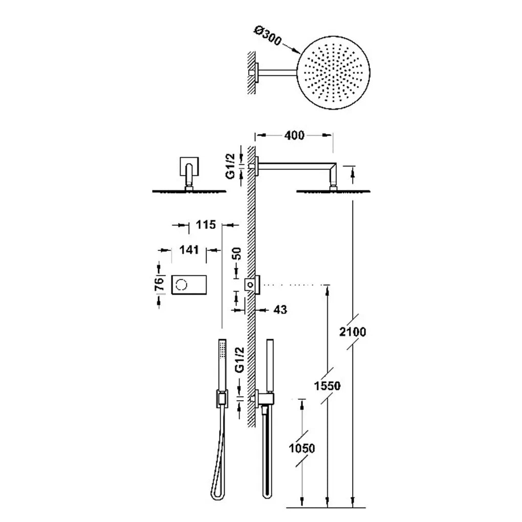 Kit de grifo termostático electrónico de latón y acero inoxidable acabado oro rosa mate SHOWER TECHNOLOGY TRES 1