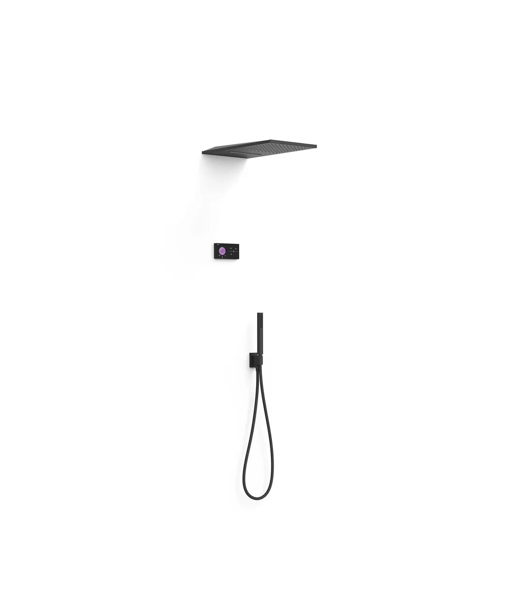 Kit de grifo termostático electrónico empotrado con 3 vías para bañera y ducha acabado negro mate Shower Tres 0