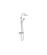 Kit de grifo termostático mural 2 vías con ducha de mano y telescópica de latón cromado Over-Wall TRES