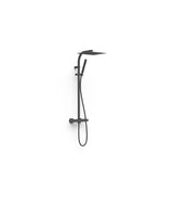 Kit de grifo termostático mural con rociador orientable y ducha de mano en negro mate Project Tres
