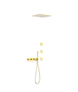Kit de rociador de ducha con jets de hidromasaje y teleducha de cuatro vías acabado dorado B-SYSTEM TRES