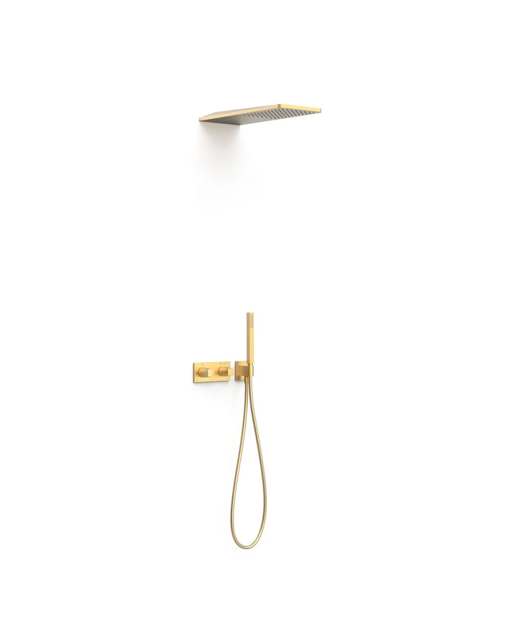 Kit de rociador de ducha con teleducha y grifo termostático con acabado oro mate 24K SLIM EXCLUSIVE TRES 0