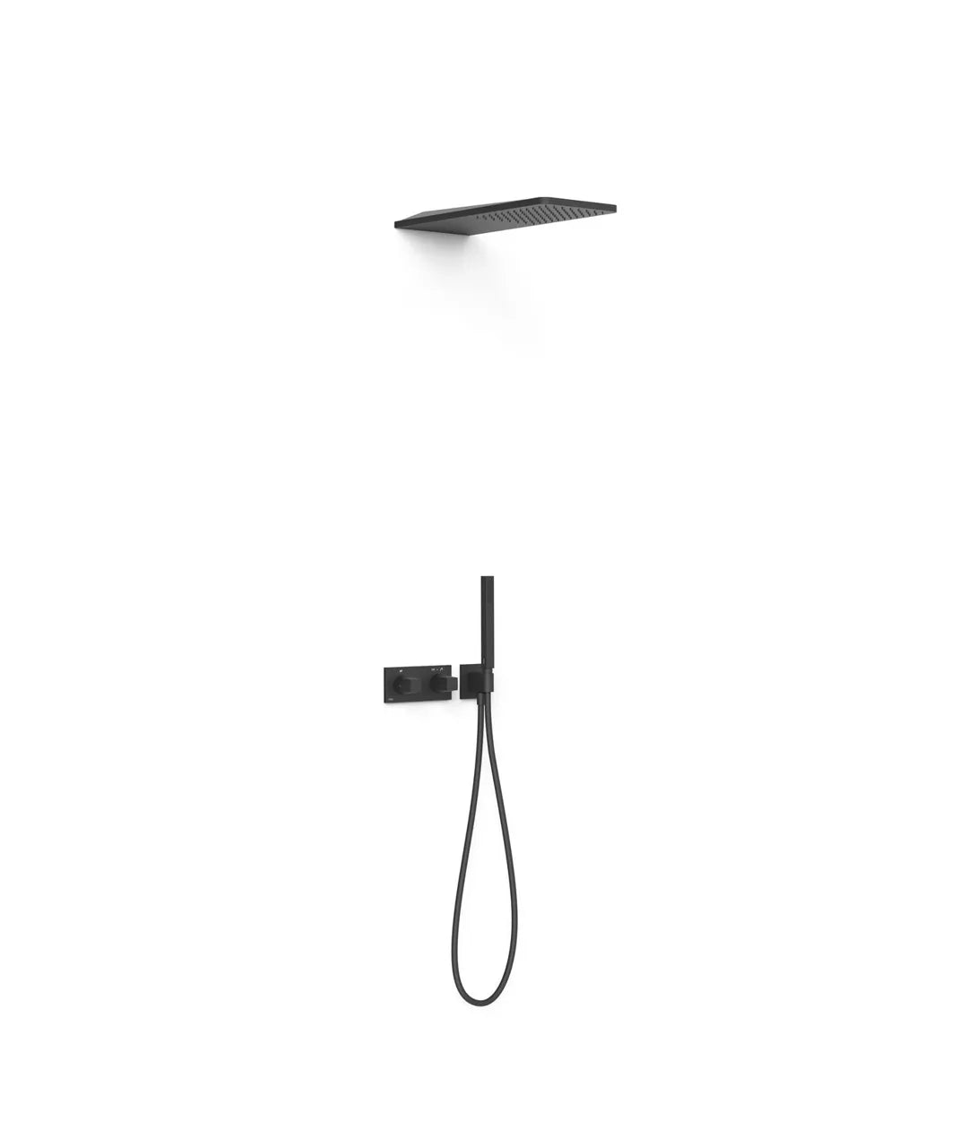 Kit de rociador de ducha con teleducha y grifo termostático con volante color negro mate SLIM EXCLUSIVE TRES 0