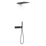 Kit de rociador de ducha con teleducha y grifo termostático de varias vías acabado negro mate B-SYSTEM TRES