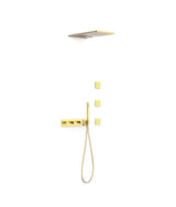 Kit de rociador de ducha con teleducha y jets de hidromasaje de varias vías acabado oro B-SYSTEM TRES