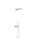 Kit de rociador de ducha con volante rectangular acabado cromo y teleducha con grifo termostático SLIM EXCLUSIVE TRES