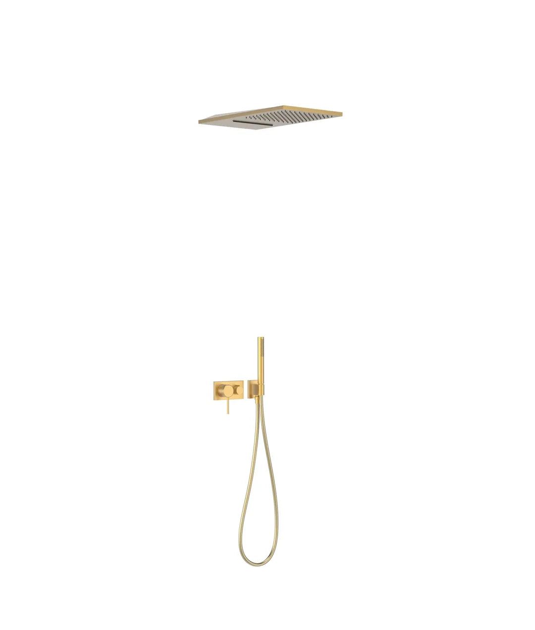 Kit ducha empotrada monomando de diseño elegante con tres vías y acabado oro mate TRES 0