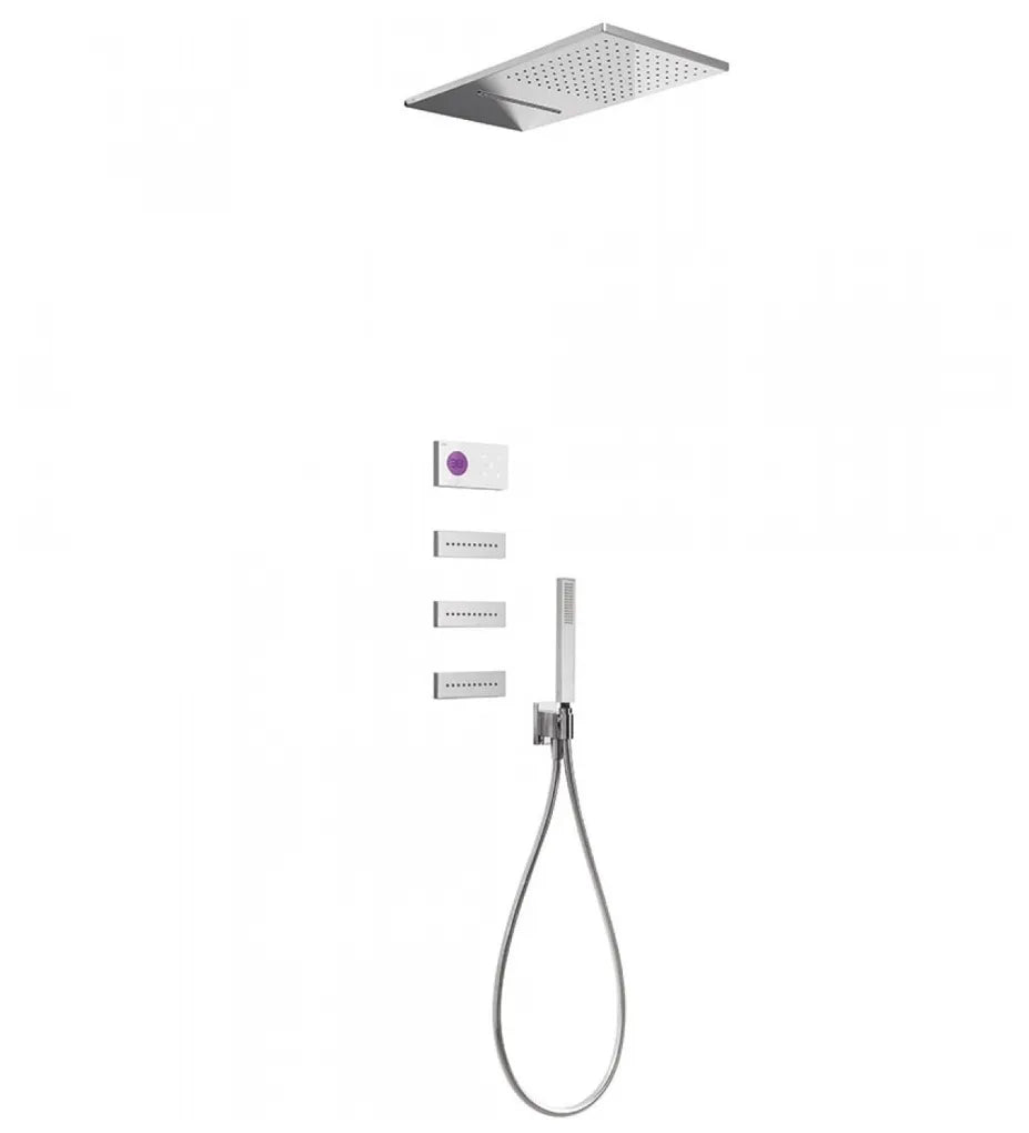 Kit ducha termostático electrónico de 4 vías con acabado cromado Shower Technology TRES 0