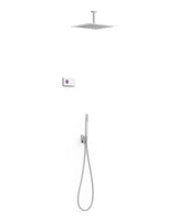 Kit para ducha con panel termostático para dos vías de cuerpo cuadrado Shower Technology Blue Edition TRES