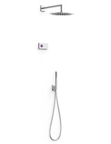 Kit para ducha con panel termostático y electrónico de múltiples vías en acabado cromado Shower Technology Blue Edition Tres