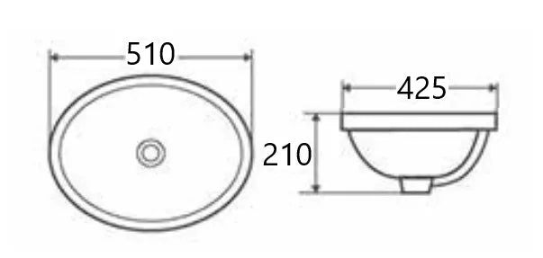 Lavabo bajoencimera ovalado cerámico blanco NUE de Aquore 2