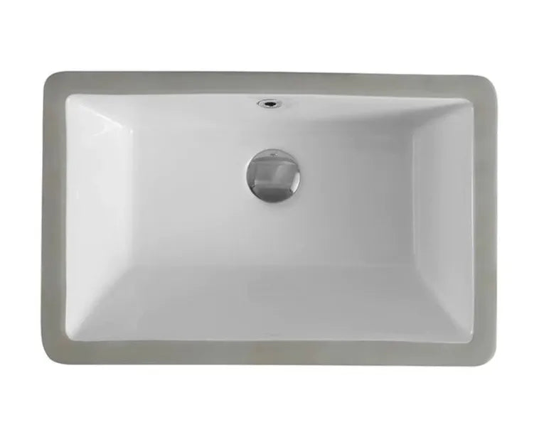 Lavabo bajoencimera rectangular cerámico blanco con rebosadero NUE de Aquore 1
